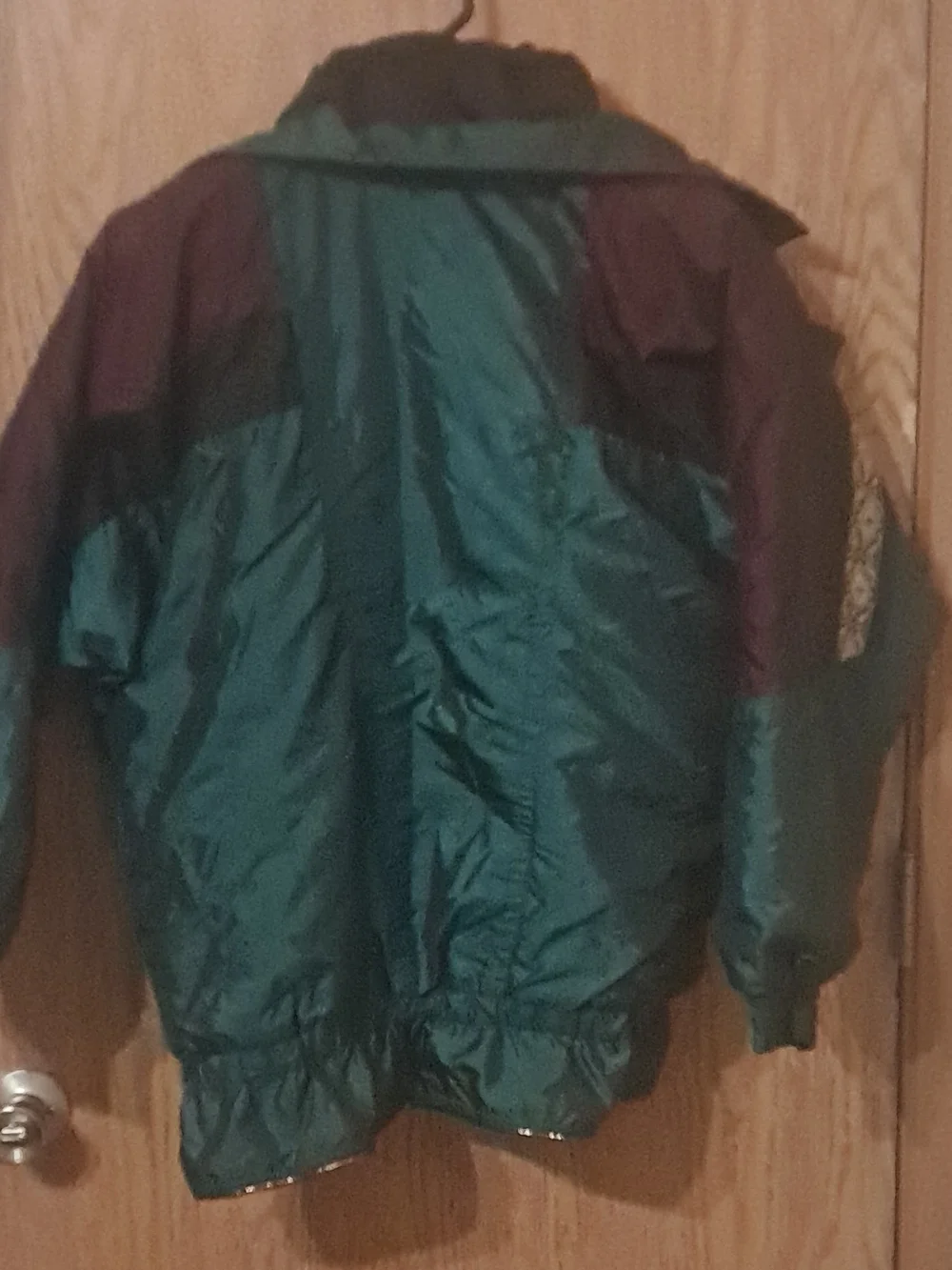 Womens Teal and Dark Brown Puffer Jacket with Contrast Trim Medium